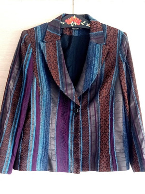Striped boho jacket XL new with mixed textures