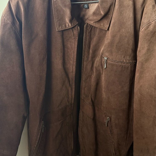 Men's suede leather jacket like new, brown, XL