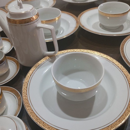 Complete 46-Piece Bulgarian Porcelain Dinner and Coffee Serving Set like new