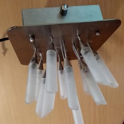 Ceiling light with 12 frosted glass tube bulbs