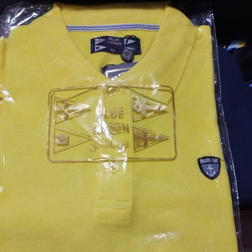 Blue Green men's polo shirt XL new, yellow, 100% cotton