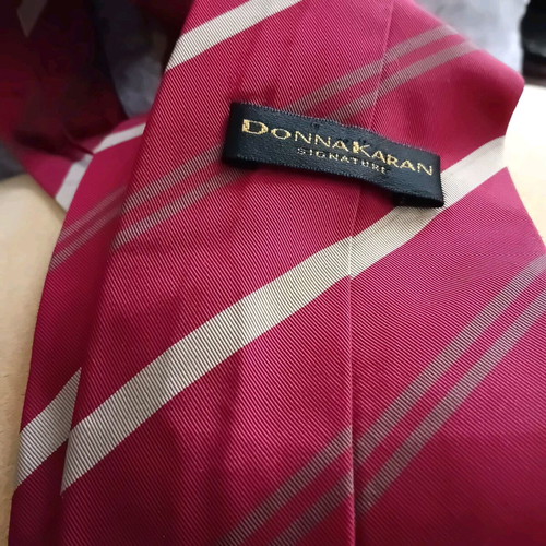 Vintage burgundy striped Donna Karan tie like new