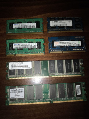 RAM μνήμες μεταχειρισμένες, λάπτοπ DDR3 και desktop DDR, πωλούνται όλες μαζί