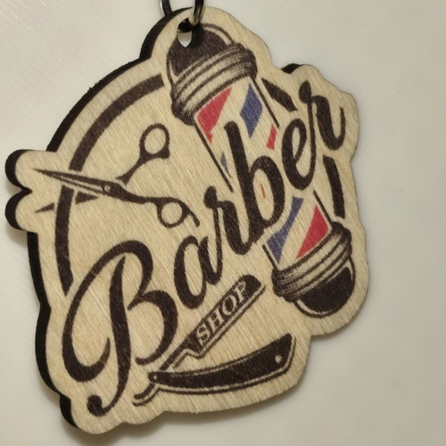 Barber Shop wooden keychain new, print and cut design