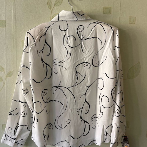 A-Style White Shirt with Black Swirls New