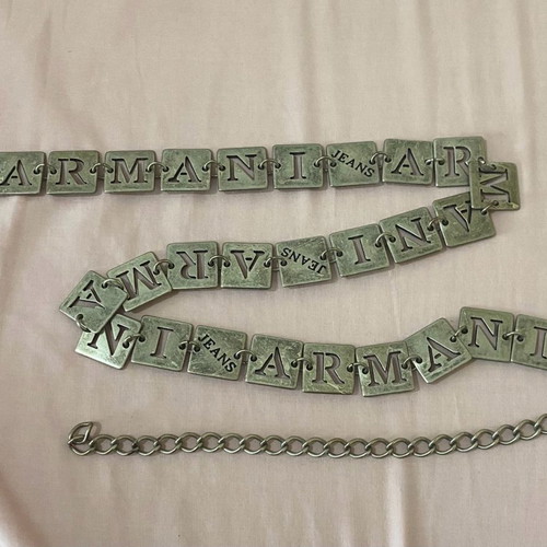 Armani Jeans metal belt with chain used, size 100