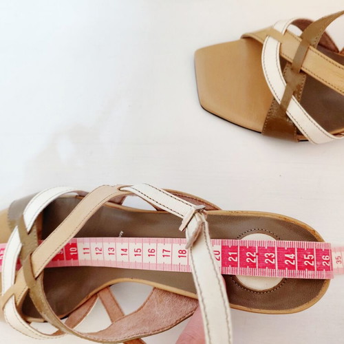 Leather sandals size 39-40 new beige brown