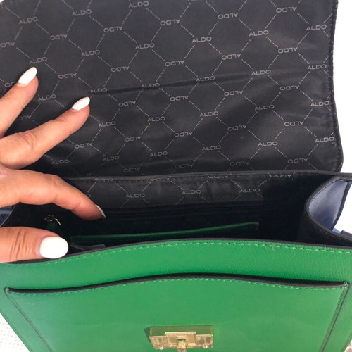Aldo crossbody bag used green with blue and gold chain