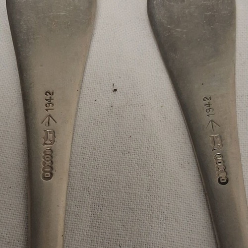 British military cutlery set WW2 used, 7 pieces, Broad Arrow