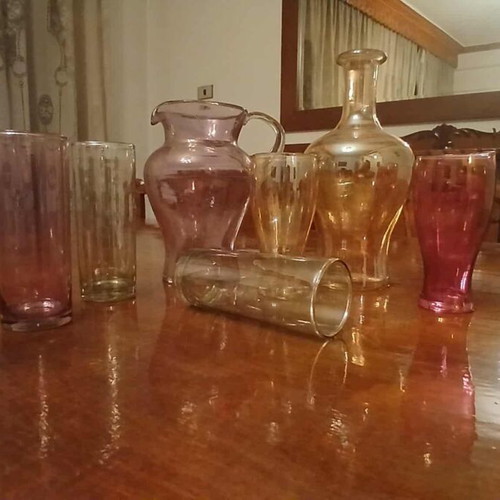 Vintage drink glasses and jugs like new, set of 10 pieces