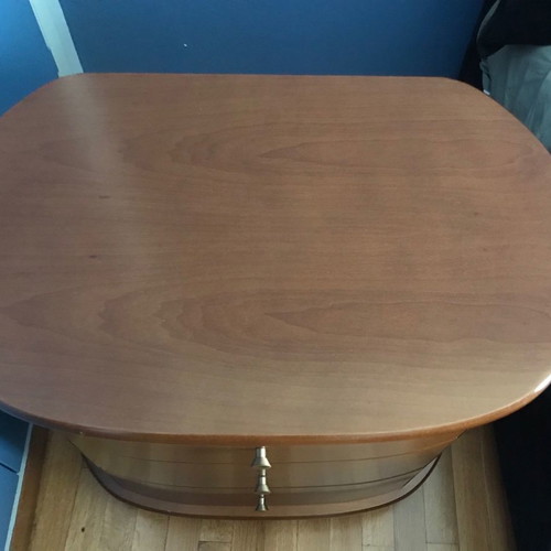 Nightstand with 3 drawers used, wooden oval