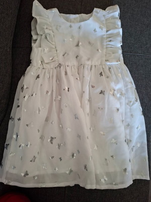 Mothercare dress 12-18 months like new, white with silver butterflies