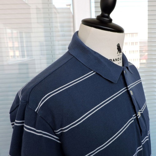 Gant men's blue and white striped short sleeve polo t-shirt size L like new