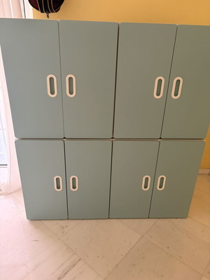 IKEA Stuva Småstad children's cabinets like new, set of 4, white and blue
