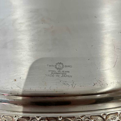 Vintage Twin Bird Serving Tray from 1980s Nickel-Plated Steel used 41x25