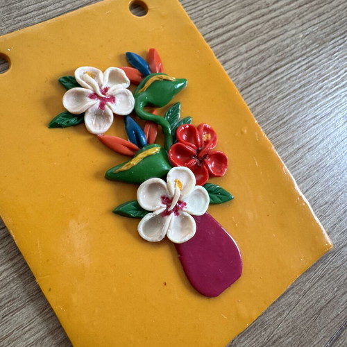 Flowers and vases wall decor like new, handmade from polymer clay