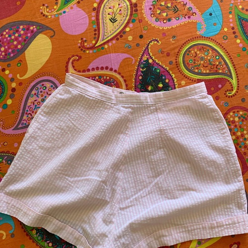 Lacoste vintage 90's shorts used, white with pink stripes, XS
