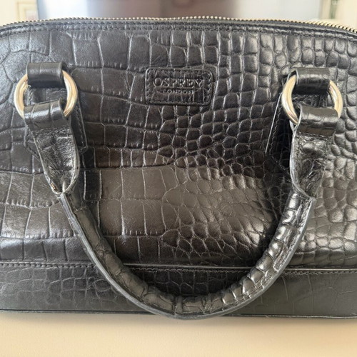Osprey London leather handbag with crocodile texture black like new