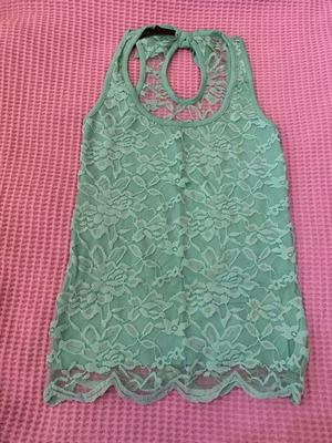 BSB blouse turquoise mint with lace and transparency, size S, like new