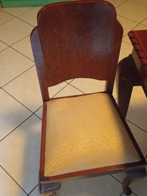 Art Deco dining set from interwar period fully restored with 4 chairs