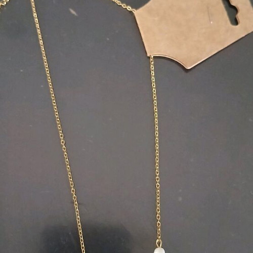Goodluck handmade necklace new with pearls white and gold