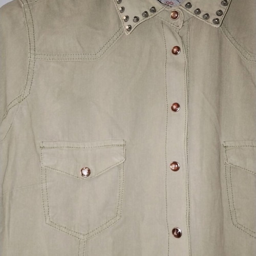 Pink Woman khaki shirt with studs like new, size L