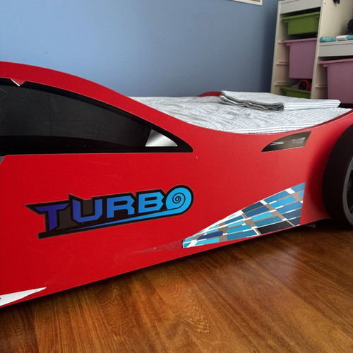 Children's Car Bed Turbo red racing used, 2.20x1.10m