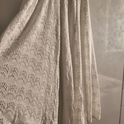 Lace zip culotte in cream with elastic honeycomb top