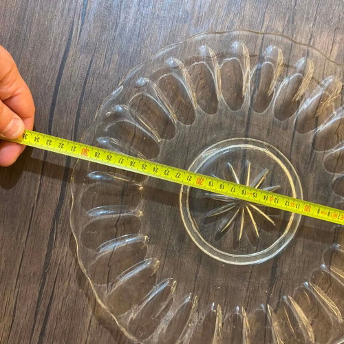 Glass Serving Platter used with embossed star design, 31cm diameter