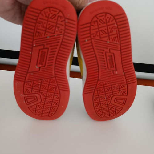 Puma Hot Wheels baby athletic shoes used, size 23, white and red