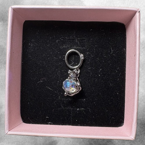 Cat charm like new with iridescent gemstone