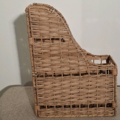 Wicker file folder used, beige gray