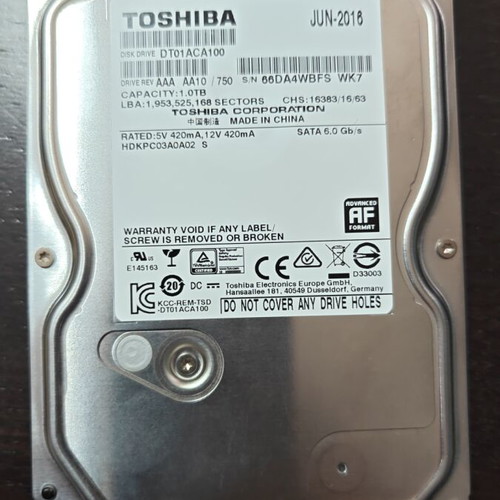 Toshiba 1TB SATA 3.5 HDD used for PC backup