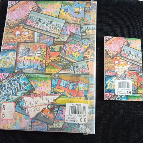 Graffiti City Line letter set and notepad, vintage 80s/90s