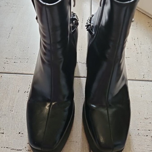Migato black ankle boots size 38 like new with decorative chain