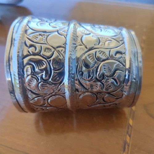 Silver-plated bracelet cuff like new with intricate engravings