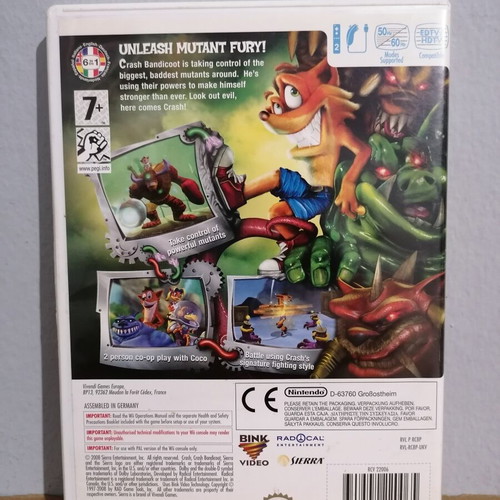 Crash Mind Over Mutant empty case with cover and manual for Nintendo Wii