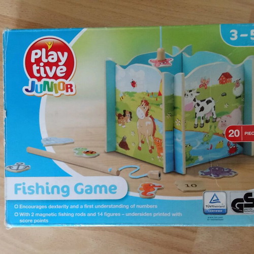 Wooden fishing game for kids used, age 3+