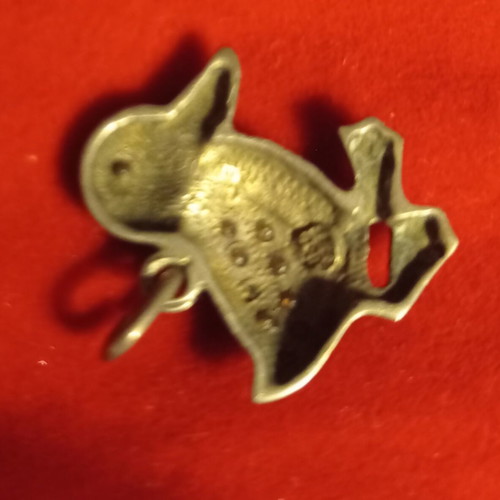 Vintage silver pendant charm duck with crystals like new