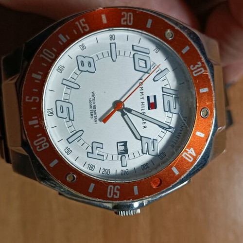 Tommy Hilfiger watch like new, steel, orange, waterproof