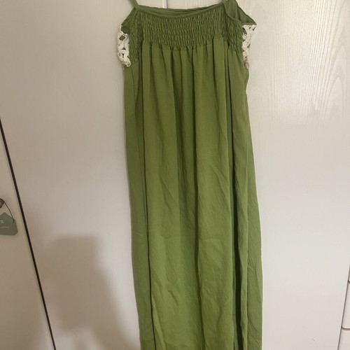 Linen women's dress green with chest detail new