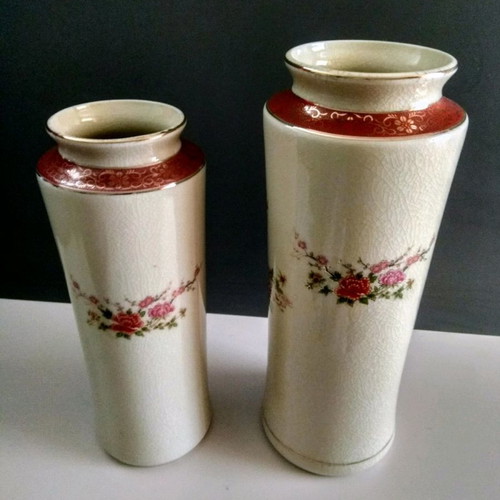 Japanese Gold Satsuma vases used, pack of 3