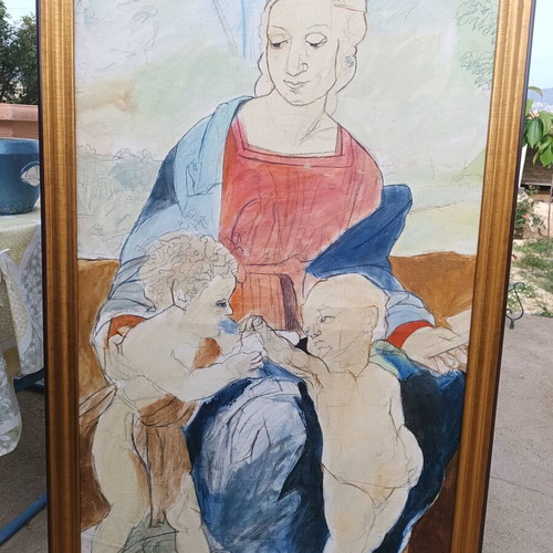 Large Handmade Renaissance Style Painting by Efthymios Kollias used