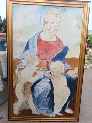 Large Handmade Renaissance Style Painting by Efthymios Kollias used