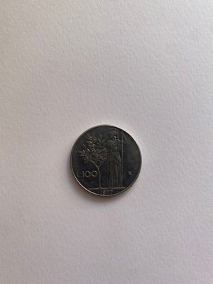 Italian coin 100 lire 1977 used, Italian Republic - Minerva