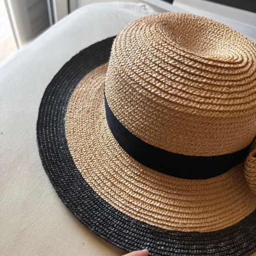 Straw hat beige and black new
