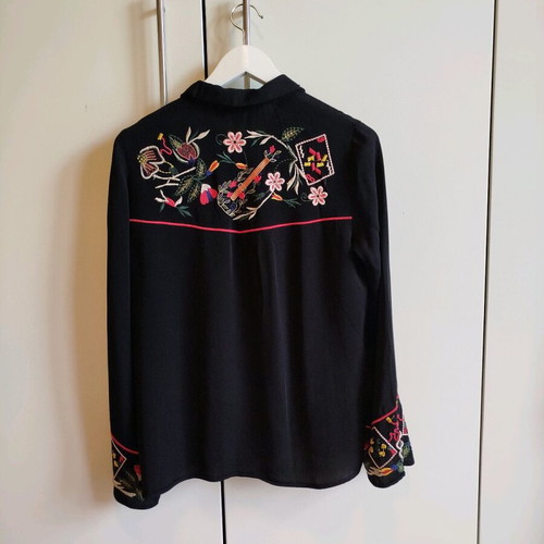 Zara shirt with embroidery like new, size M, black