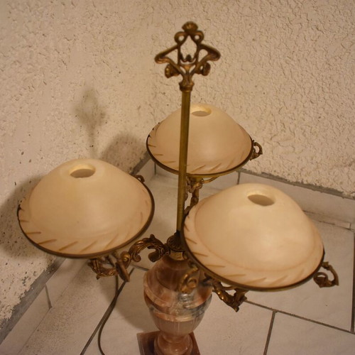 Table lamps used, 1960s alabaster and brass set