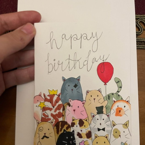 Birthday greeting card hand-painted, new