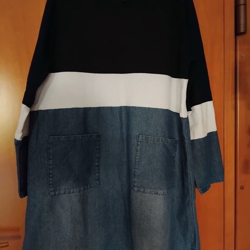 Denim dress like new, half denim and half elastic cotton, white and blue